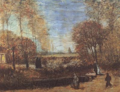 Vincent Van Gogh The Parsonage Garden at Nuenen with Pond and Figures (nn04) Germany oil painting art